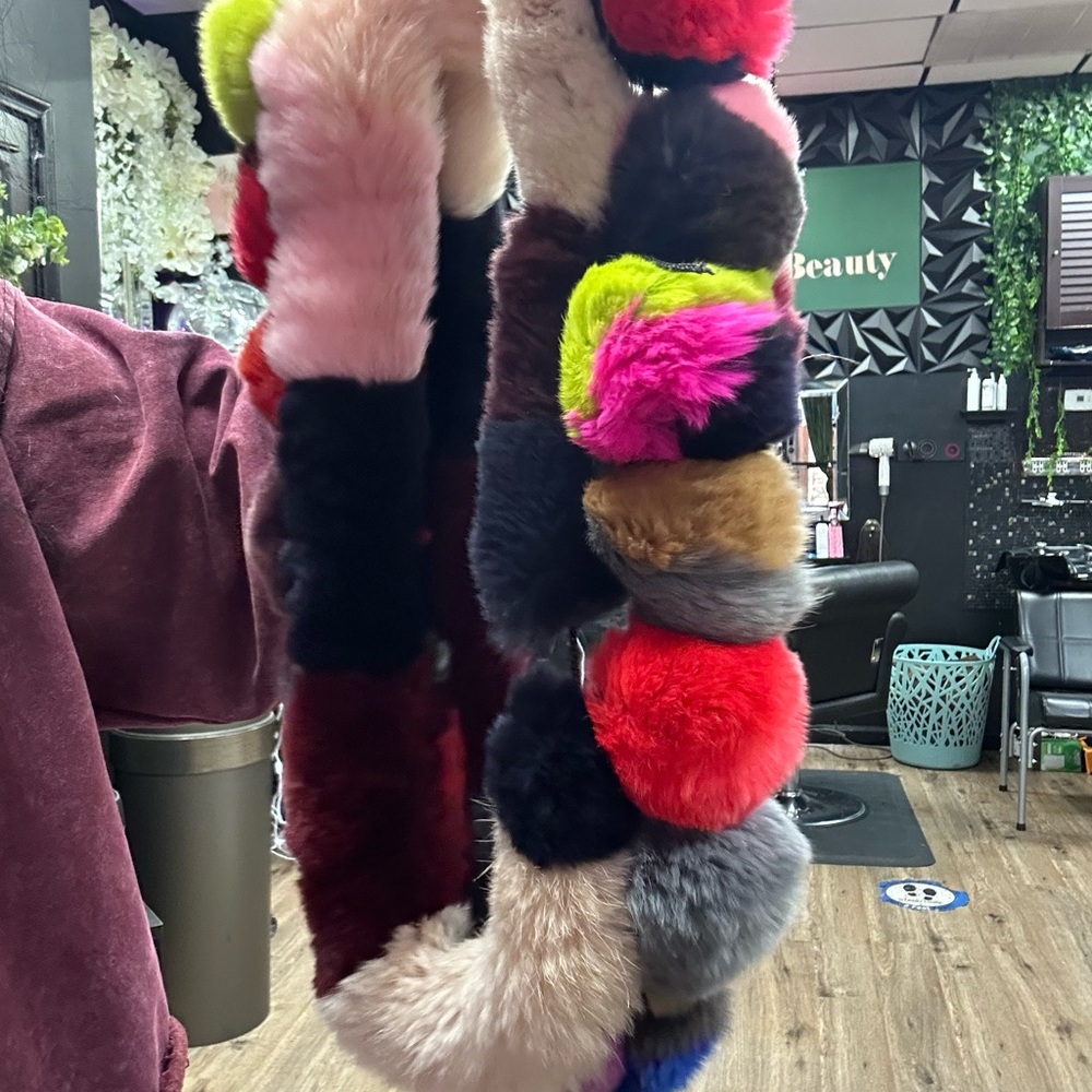 Colorful Rabbit Fur Scarf - Picture 7 of 8